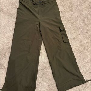 Olive Green Wide-Leg Cargo Pants